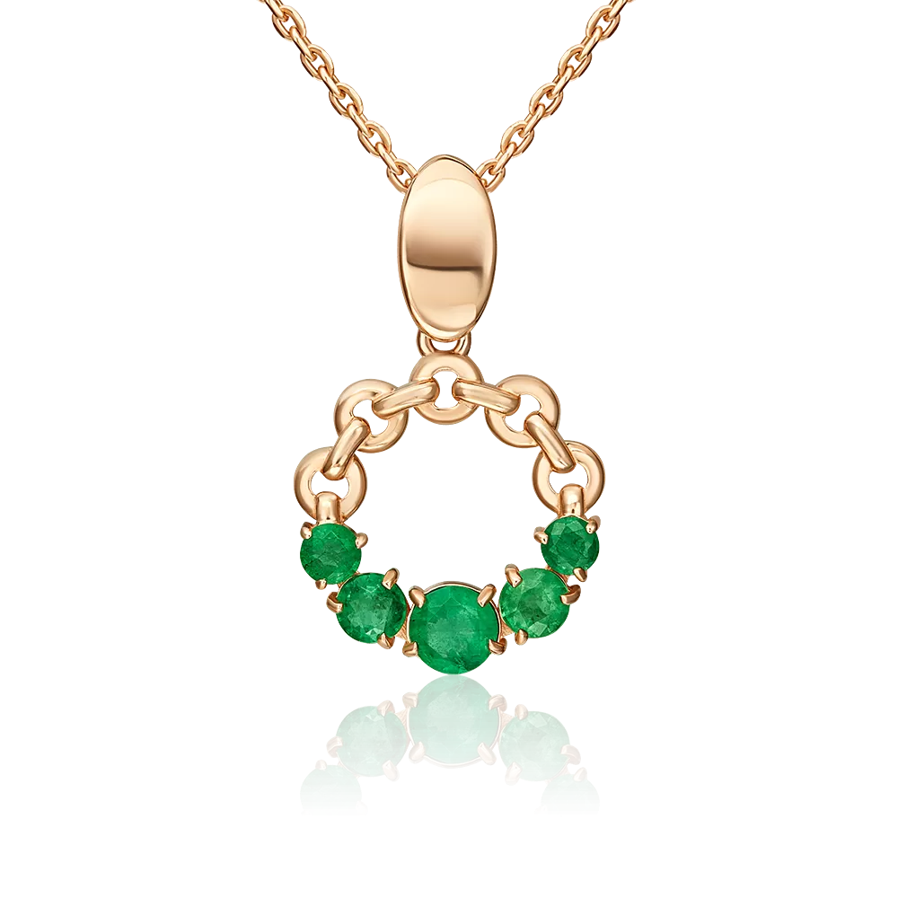 Подвеска из красного золота с изумрудами 03-3614-00-103-1110