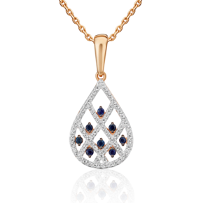 Подвеска из красного золота с сапфирами и бриллиантами 03-3312-00-105-1110-30