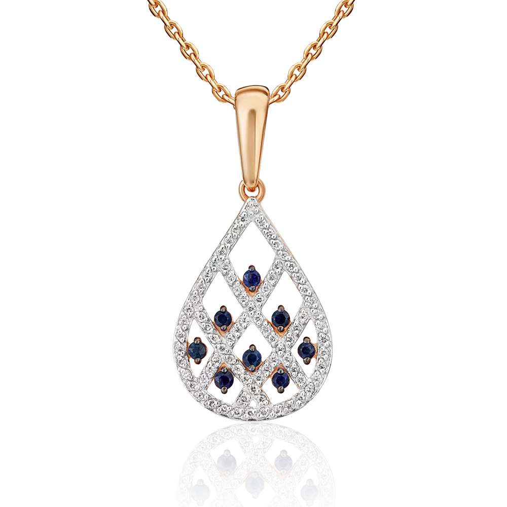 Подвеска из красного золота с сапфирами и бриллиантами 03-3312-00-105-1110-30