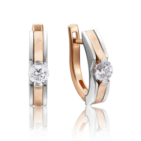 Серьги с английским замком из комбинированного золота с бриллиантом 02-4188-00-101-1111-30