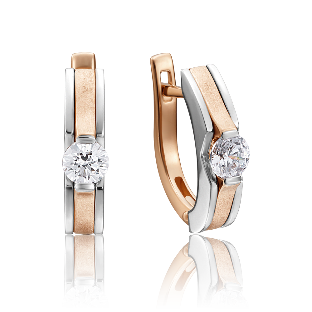 Серьги с английским замком из комбинированного золота с бриллиантом 02-4188-00-101-1111-30