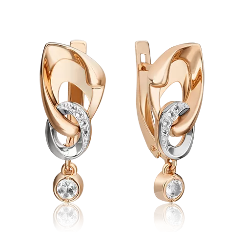 Серьги «Настроение» из комбинированного золота с натуральными топазами white 02-4844-00-201-1111