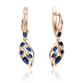 Серьги с английским замком из комбинированного золота с сапфирами и бриллиантами 02-4032-00-105-1111-30