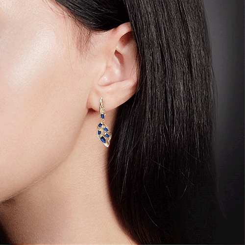 Серьги с английским замком из комбинированного золота с сапфирами и бриллиантами 02-4032-00-105-1111-30