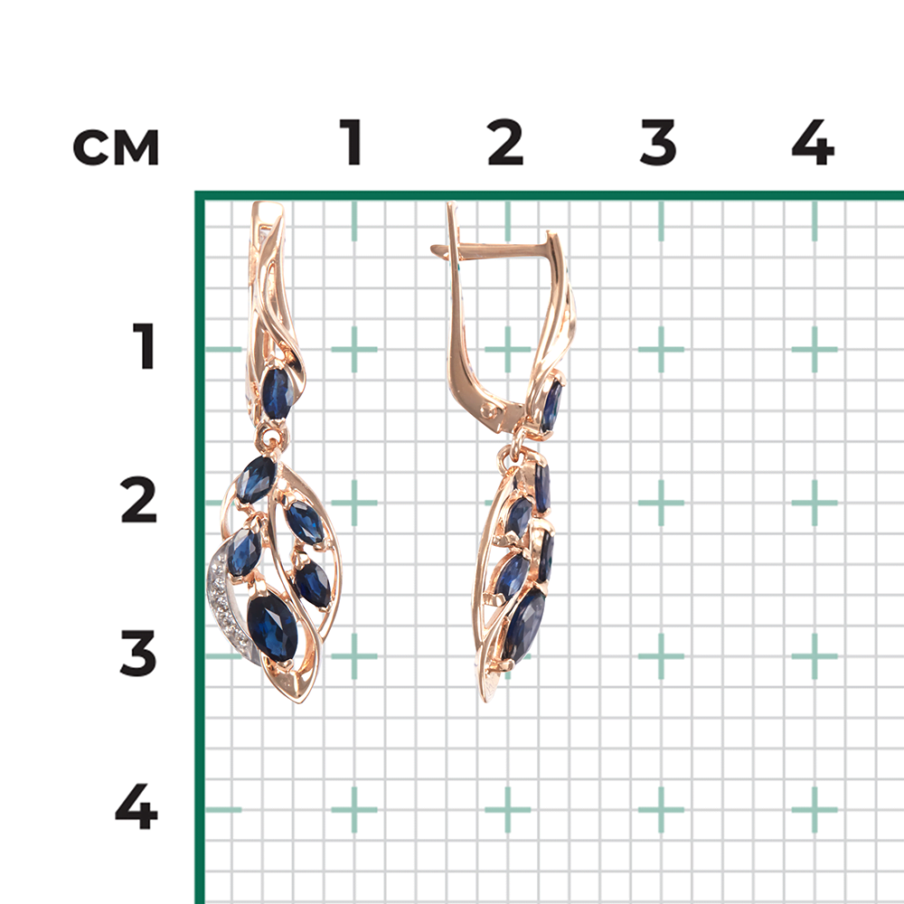 Серьги с английским замком из комбинированного золота с сапфирами и бриллиантами 02-4032-00-105-1111-30