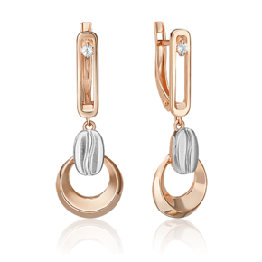 Серьги с английским замком из комбинированного золота с натуральным топазом white 02-4921-01-201-1111
