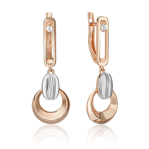 Серьги с английским замком из комбинированного золота с натуральным топазом white 02-4921-01-201-1111