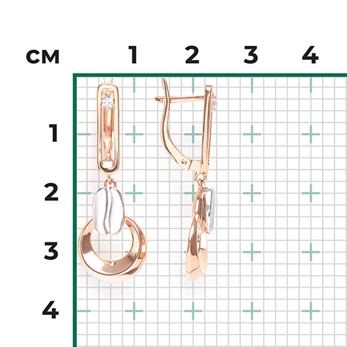 Серьги с английским замком из комбинированного золота с натуральным топазом white 02-4921-01-201-1111