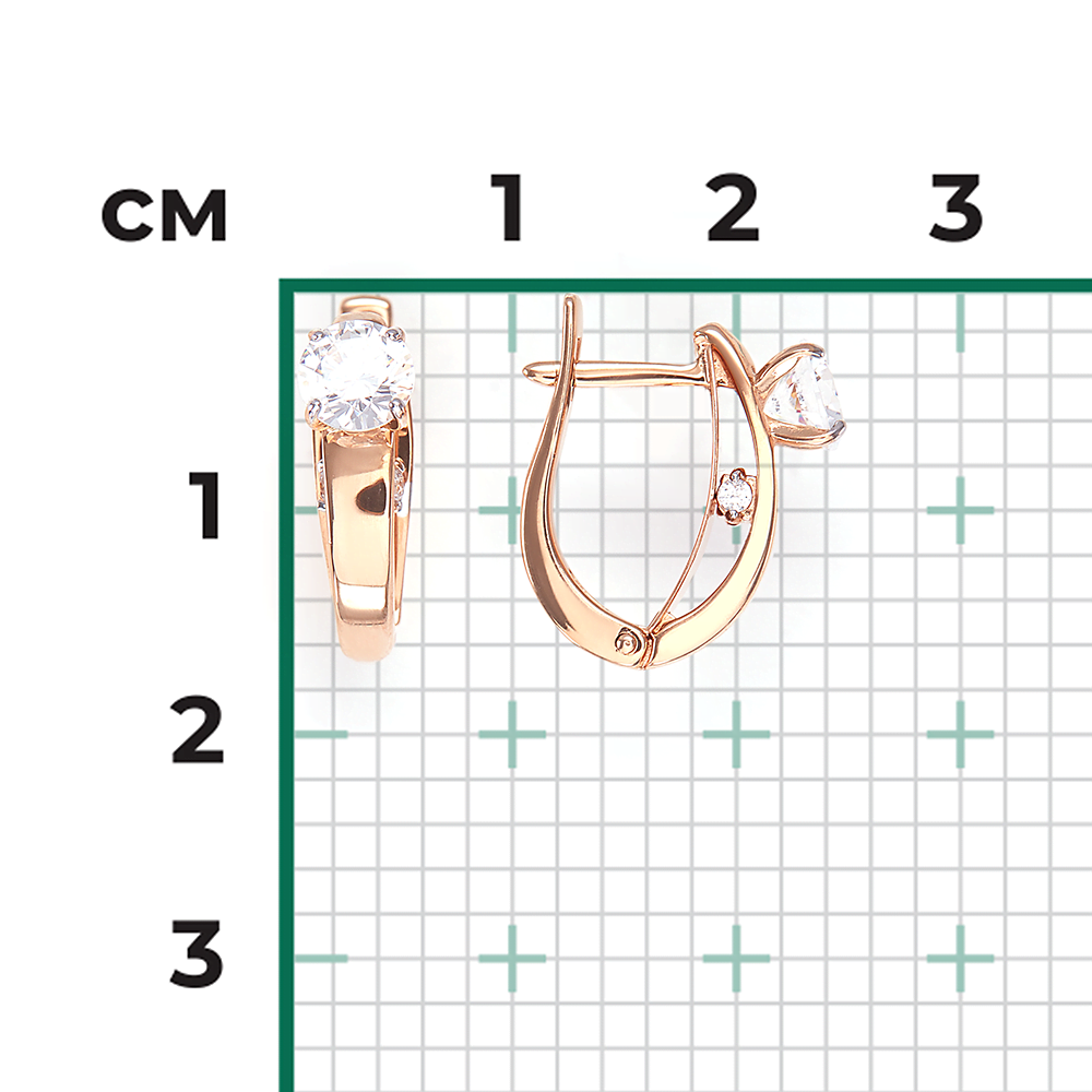 Серьги с английским замком из красного золота с фианитами 02-4318-00-501-1110-38
