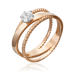 Кольцо из комбинированного золота с фианитом 01-5334-00-501-1111-38