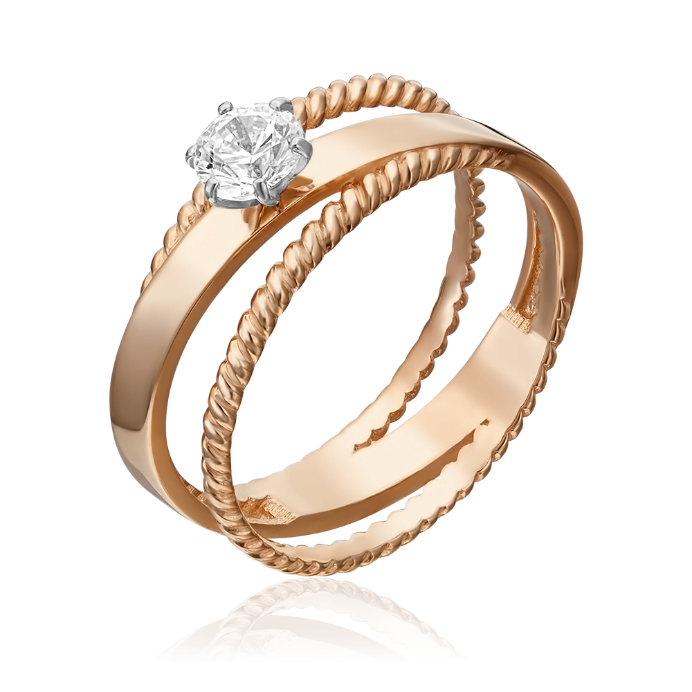 Кольцо из комбинированного золота с фианитом 01-5334-00-501-1111-38