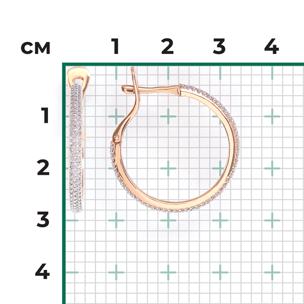 Серьги с английским замком из красного золота с бриллиантами 02-3258-00-101-1110-30