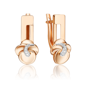 Серьги с английским замком из комбинированного золота с бриллиантами 02-5020-00-101-1111