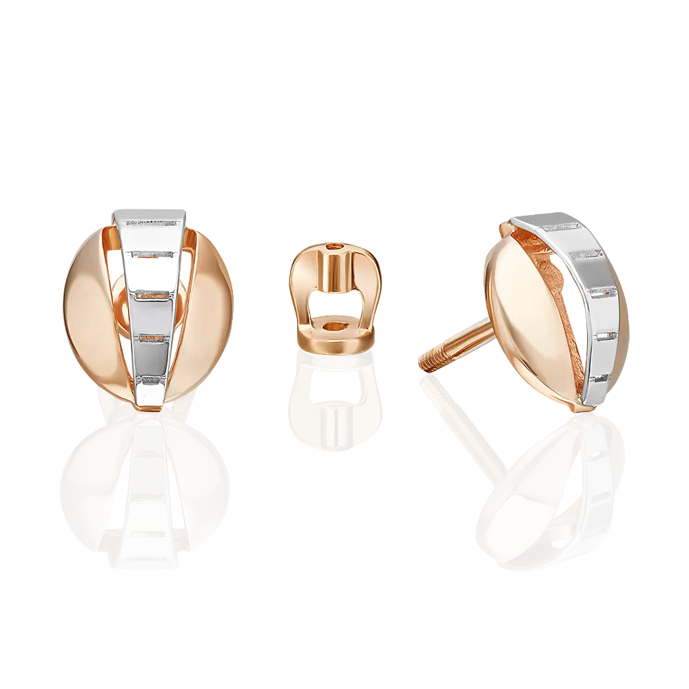 Серьги-пусеты из комбинированного золота 02-5380-00-000-1111