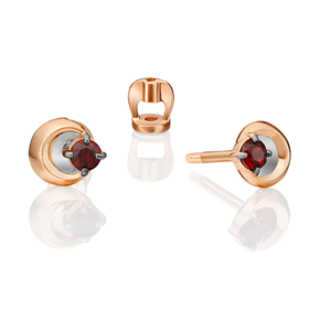 Серьги-пусеты «Импульс» из комбинированного золота с гранатом 02-4732-00-204-1111-75