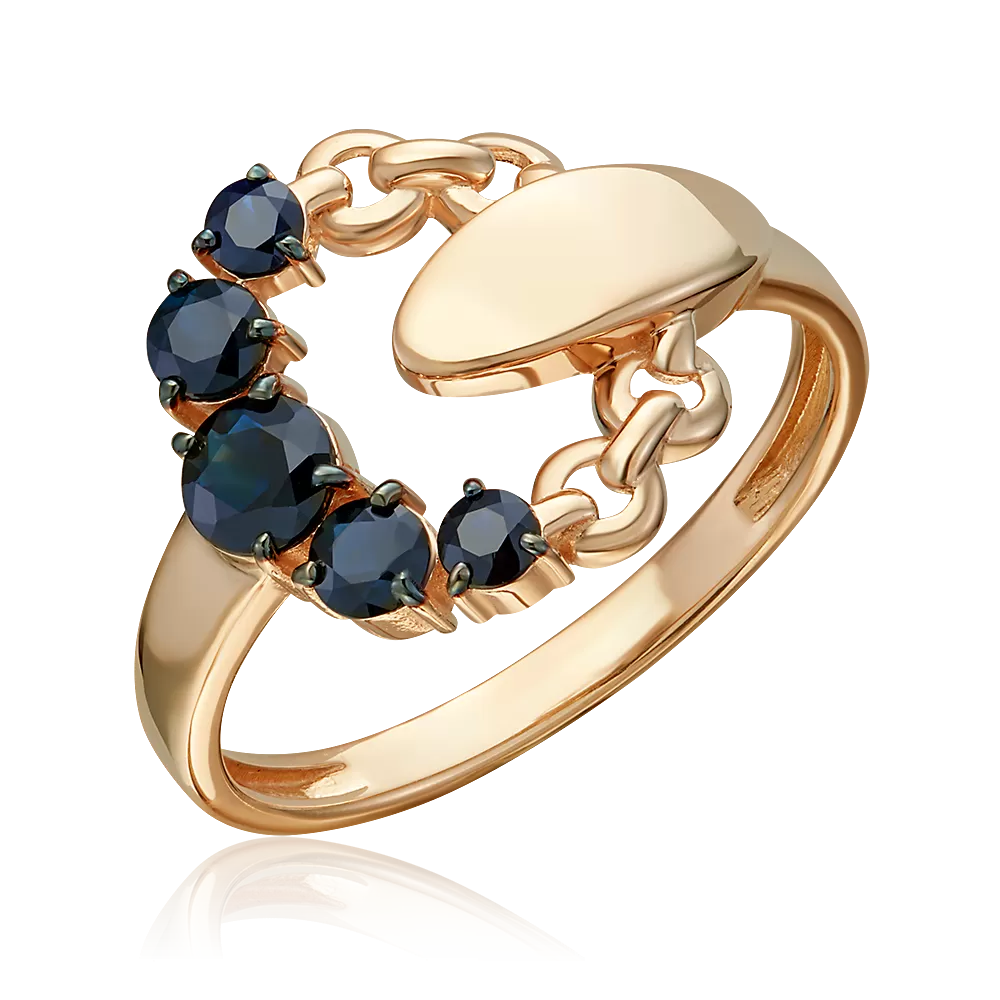 Кольцо из красного золота с сапфирами 01-5864-00-102-1110