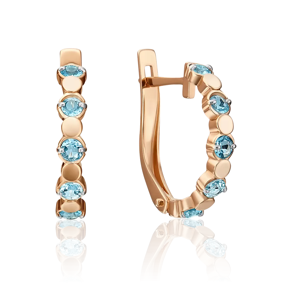 Серьги с английским замком из красного золота с топазами 02-4518-00-201-1110-57