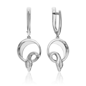 Серьги «Змеи. Безграничность возможностей» с английским замком из белого золота с бриллиантами 02-4817-00-101-1120