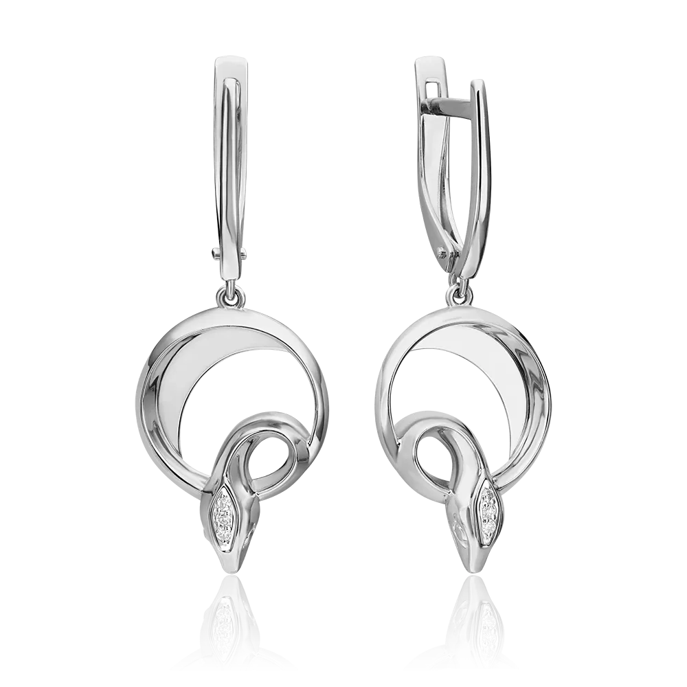 Серьги «Змеи. Безграничность возможностей» с английским замком из белого золота с бриллиантами 02-4817-00-101-1120