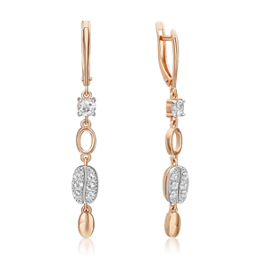 Серьги с английским замком из комбинированного золота с натуральными топазами white