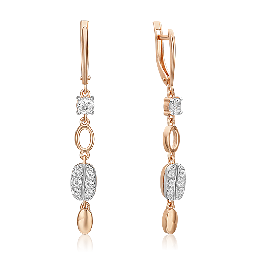 Серьги с английским замком из комбинированного золота с натуральными топазами white 02-4914-00-201-1111