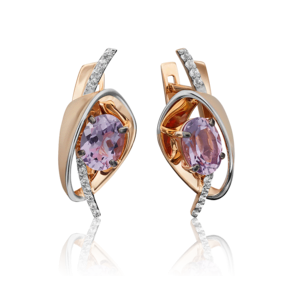 Серьги с английским замком из красного золота с аметистом и натуральными топазами white 02-4476-00-225-1110-57