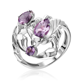 Кольцо «Скорпион» из серебра с аметистами 01-5782-00-203-0200