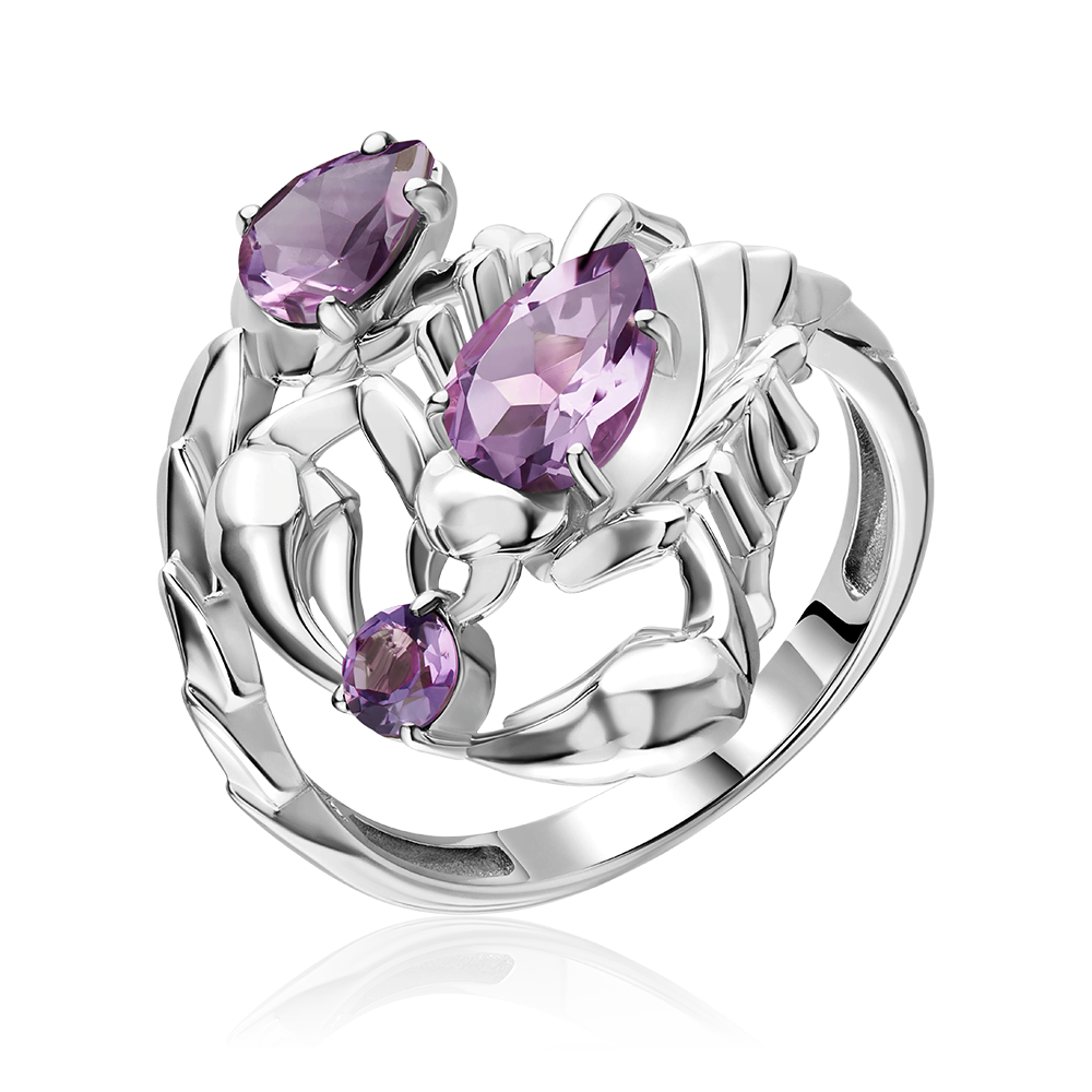 Кольцо «Скорпион» из серебра с аметистами 01-5782-00-203-0200