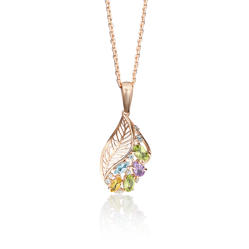 Подвеска из красного золота с миксом камней 03-2559-00-227-1110-46