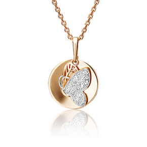 Подвеска «Бабочка» из красного золота с синтетическими вставками 03-2562-00-801-1110-55