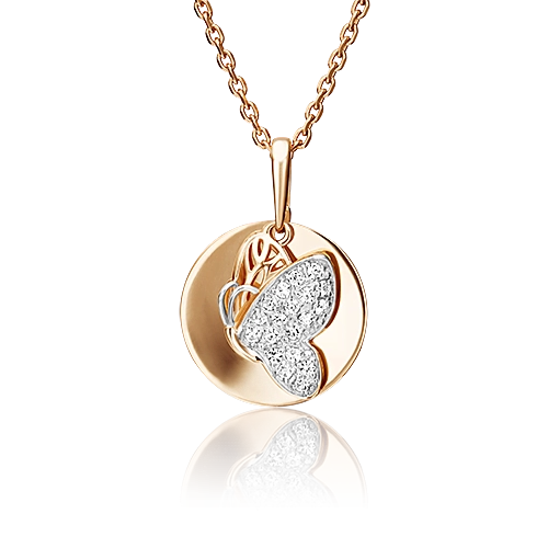 Подвеска «Бабочка» из красного золота с синтетическими вставками 03-2562-00-801-1110-55