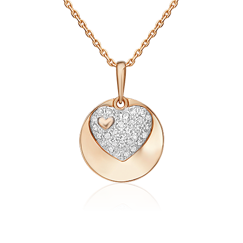 Подвеска «Сердце» из красного золота с синтетическими вставками 03-2563-00-801-1110-55