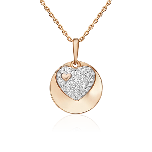 Подвеска «Сердце» из красного золота с синтетическими вставками 03-2563-00-801-1110-55