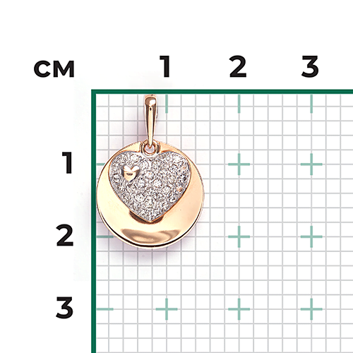 Подвеска «Сердце» из красного золота с синтетическими вставками 03-2563-00-801-1110-55