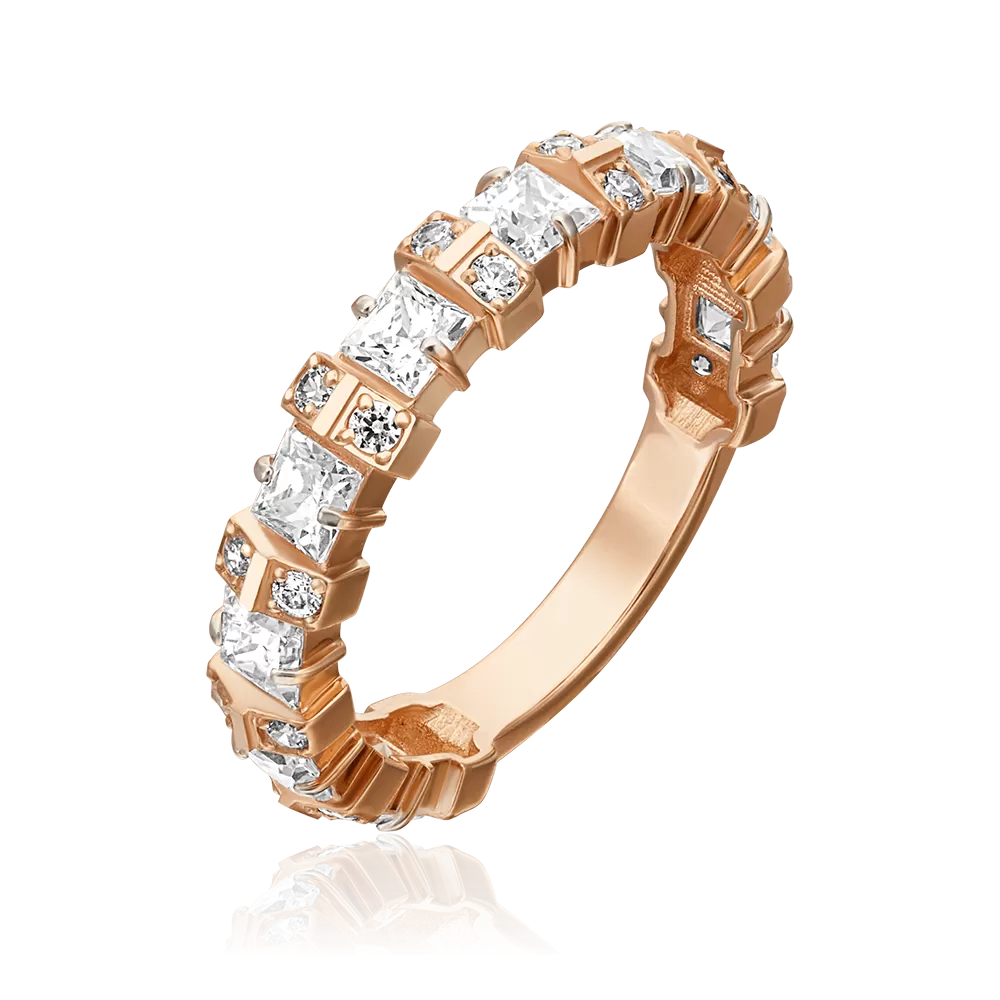 Кольцо из красного золота с фианитами 01-5332-00-501-1110-38