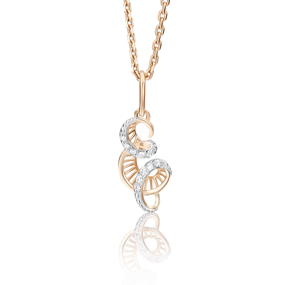 Подвеска «Буква Е» из красного золота с фианитами 03-2448-Е-401-1110-03