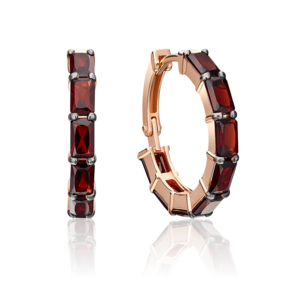 Серьги с английским замком из красного золота с гранатами 02-4490-00-204-1110-46