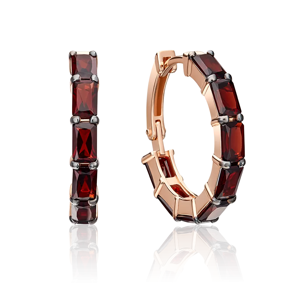 Серьги с английским замком из красного золота с гранатами 02-4490-00-204-1110-46