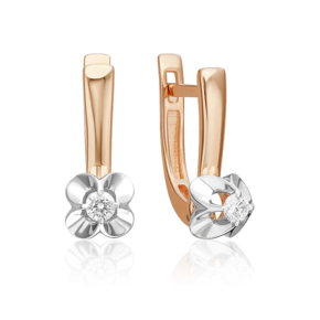 Серьги с английским замком из комбинированного золота с бриллиантом 02-5349-00-101-1111