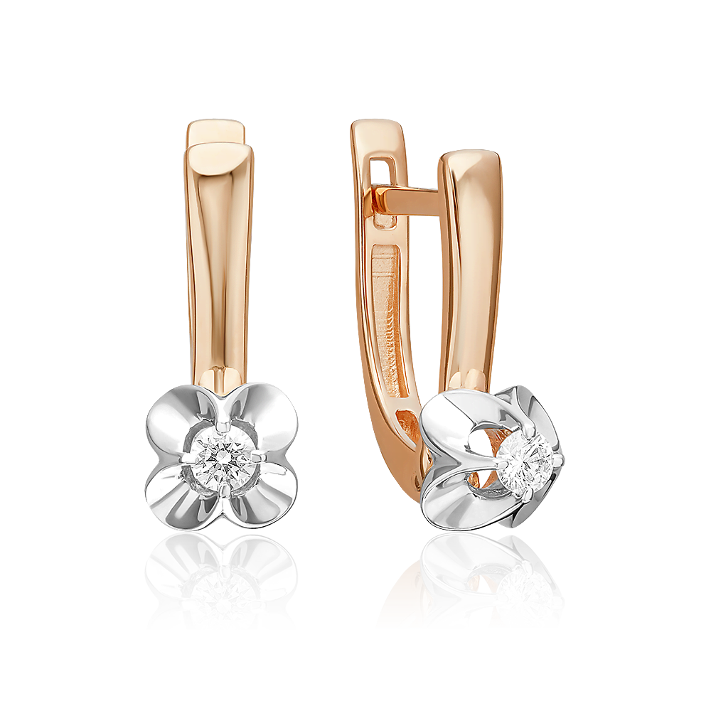 Серьги с английским замком из комбинированного золота с бриллиантом 02-5349-00-101-1111