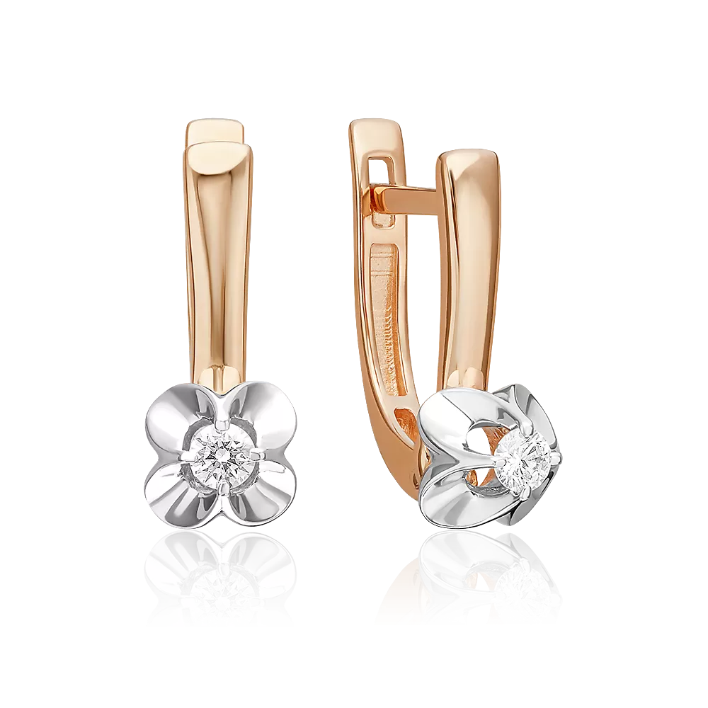 Серьги с английским замком из комбинированного золота с бриллиантом 02-5349-00-101-1111