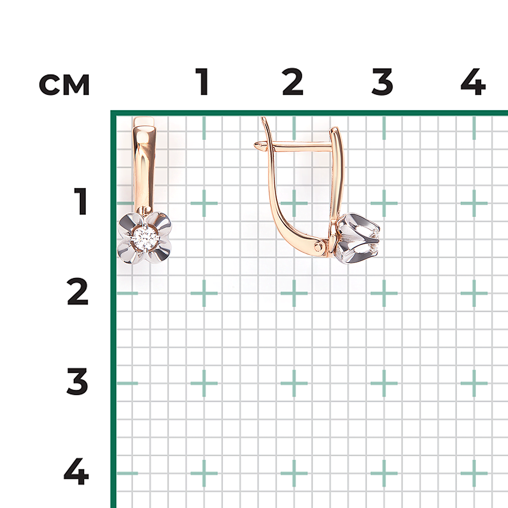 Серьги с английским замком из комбинированного золота с бриллиантом 02-5349-00-101-1111