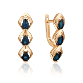 Серьги с английским замком из красного золота с сапфирами 02-5479-00-102-1110