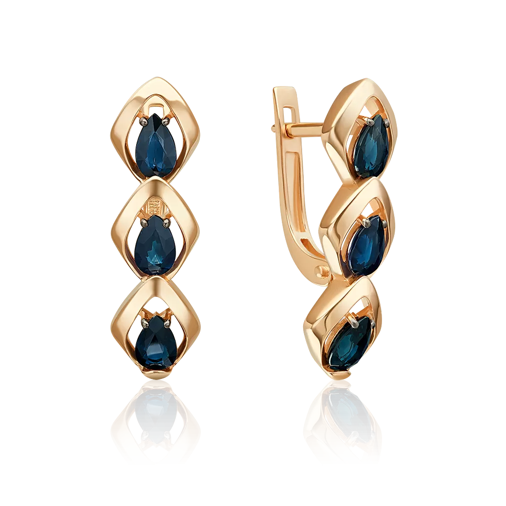 Серьги с английским замком из красного золота с сапфирами 02-5479-00-102-1110