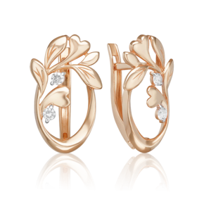 Серьги «Цветущее дерево» с английским замком из красного золота с фианитами 02-5410-00-401-1110