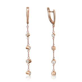 Серьги с английским замком из красного золота с фианитами 02-4288-00-501-1110-38