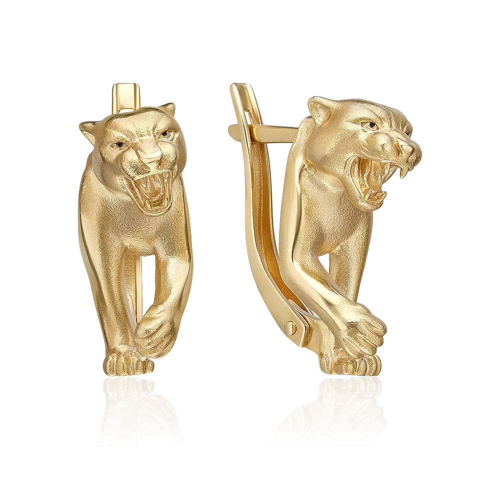 Серьги «Пантеры» с английским замком из лимонного золота 02-5303-00-000-1130