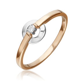 Кольцо из комбинированного золота с бриллиантом 01-5810-00-101-1111