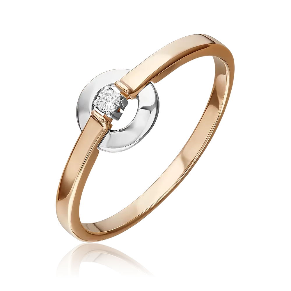 Кольцо из комбинированного золота с бриллиантом 01-5810-00-101-1111