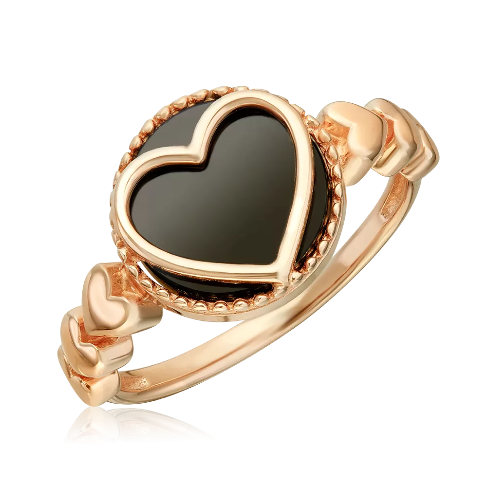 Кольцо «Сердечная тайна» из красного золота с ониксом 01-5855-00-281-1110
